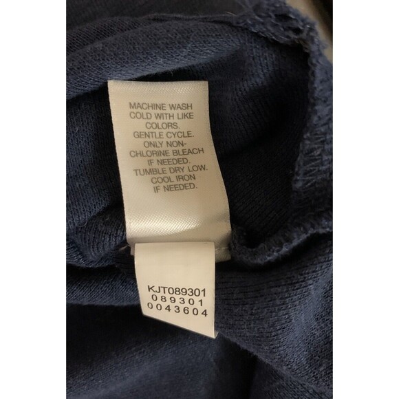 Pure Jill Linen Blend Open Cardigan Sweater Women's Med  Navy Blue 3/4 Sleeve - Picture 12 of 13